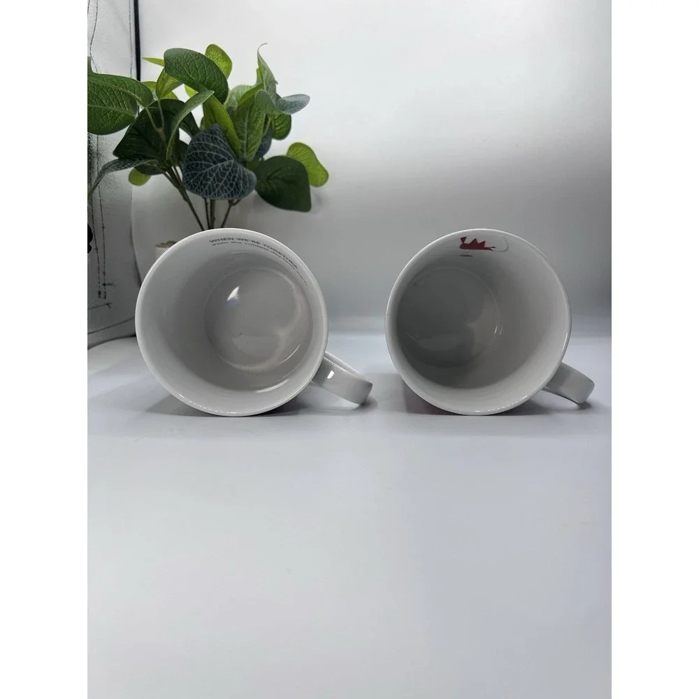 Starbucks Mugs Holiday 2011 Snowman Bird Christmas‎ Ornaments Red Gray Set of 2